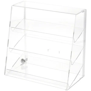 Plymor Acrylic Locking Case w/ Slant-Front, 3 Shelves, 13.75" x 14" x 7.75" - Picture 1 of 1