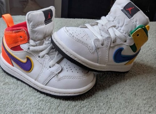 Nike Jordan 1 Mid Top bianco multicolore taglia 7C #640735 128