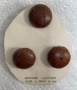 VINTAGE ECHTLEDER GEFLOCHTENE KNÖPFE - 3 / NIE BENUTZT - Bild 1 von 12