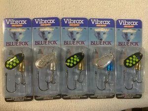 (LOT OF 5) BLUE FOX #4   3/8oz.  VIBRAX SPINNERS. COLOR AS PICTURED NIP - Picture 1 of 3