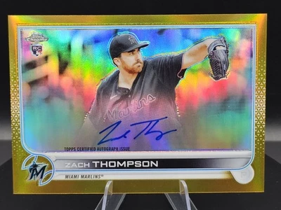2022 Topps Chrome Zach Thompson Gold /50 On-Card Autograph (AU,RC) Miami Marlins - Image 1 of 4