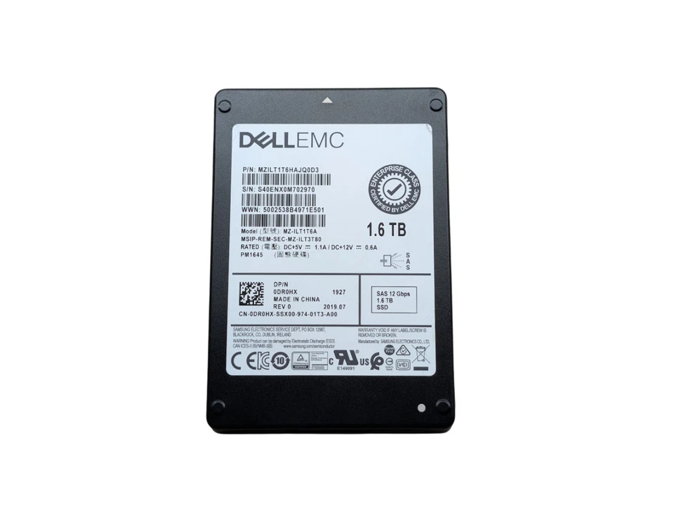 Dell DR0HX 1.6TB 12gb/s 2.5" SAS SSD Samsung MZILT1T6HAJQ0D3 - Image 1 of 3