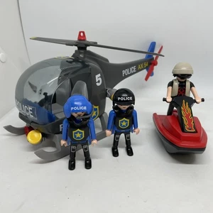 Playmobil #5764 :  Police Helicopter & Jet Ski & Figures  - Loose & Not Complete - Picture 1 of 10