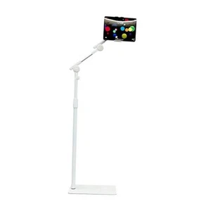 Support de Sol pour Tablette, Rotatif à 360 Degrés avec Hauteur Réglable Blanc - Photo 1/7