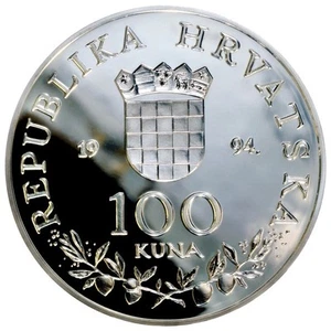 Croatia 100 Kuna, 1994- IVAN PAVA II, SILVER 925/ 1000- 33,63 grams- PROFF !!! - Picture 1 of 10