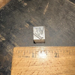 Printing Block “ Person Skiing Downhill “ Lead Block - Picture 1 of 5