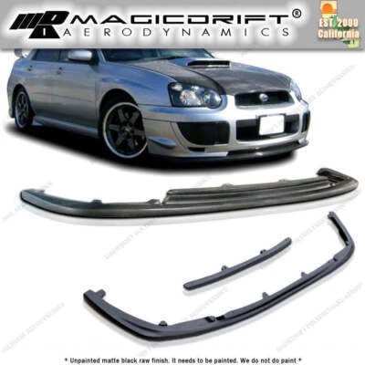 For 04-05 Subaru Impreza WRX STI V-Limited 2PC Style Front Bumper Spoiler Lip PU - Image 1 of 3