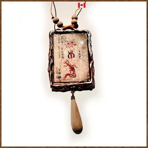 Ethnic Necklace Amulet Pendant Jewelry Tribal Wood Charm Vintage Wood Minimalist - Picture 1 of 24