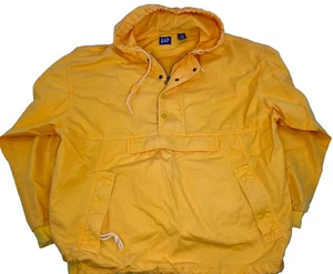 Giacca vintage anni 90 Gap Anorak cappuccio uomo grande tasche L giallo cotone 1/4 zip - Foto 1 di 10