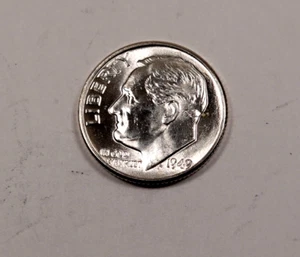 Moneda de diez centavos Roosevelt 1949 * Gem BU * ¡Fecha clave! * 90% plata * XD273 - Imagen 1 de 2