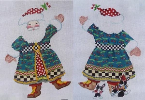 Mary Engelbreit Cherry Santa Hand Painted Needlepoint Canvas Front and Back 13ct - Picture 1 of 10