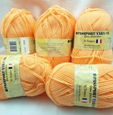 5 Skeins Apricot Made in France St. Tropez Passport Yarn, Machine Washable - Image 1 of 4