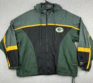 Green Bay Packers Vintage Logo 7 Game Day Windbreaker Adult Large Hooded NFL - Picture 1 of 9