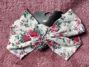 Karina Large Colorful Flowers Hair Bow, Floral Bow Barette, Hair Clip 6.25" New - Picture 1 of 5