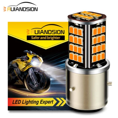 1PC DC 6V BA21D 2835 LED Ampoule de phare de moto Jaune ambre Faisceau haut-bas - Photo 1/4