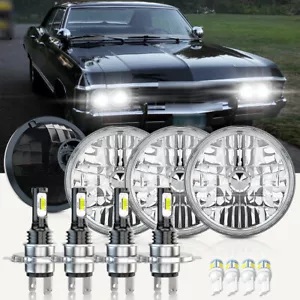 4 faros LED de haz alto/bajo de 5,75" 5-3/4" para Chevy Chevelle Impala GMC - Imagen 1 de 23