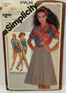 Simplicity 9904 Nähmuster Misses 12 Shirt Tank Top Rock Hose Vintage 1981 - Bild 1 von 5