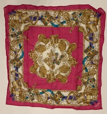 Bufanda/pañuelo Celine vintage cadena rosa, dorada y blanca Foto 1 de 2