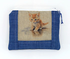 Ginger Kitten Cat Purse, Large Blue Coin Purse, Handmade Gifts For Cat Lovers