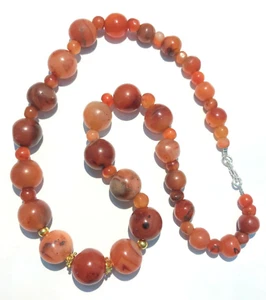 Hermosas cuentas antiguas de ágata cornalina de comercio tibetano del Himalaya Mala - Imagen 1 de 11