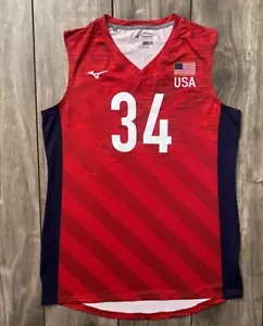 TEAM ISSUED Mizuno USA Volleyball #34 Olympic FIVB Indoor Game Jersey Women's XL - Picture 1 of 17