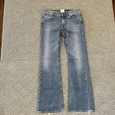 Pantalones de mezclilla H&M LOGG Bootcut para mujer talla 29 azul desgastado bolsillos elásticos Foto 1 de 4