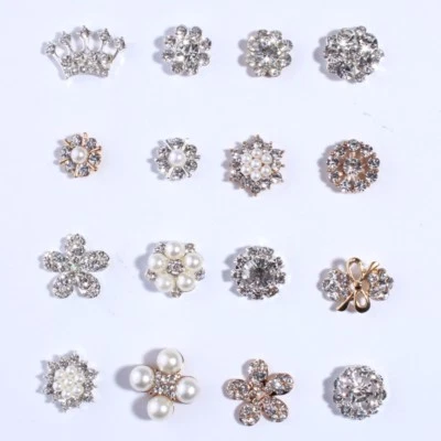 20PCS Crystal Rhinestone Buttons With Ivory Pearls For Wedding Invitations - Image 1 of 3