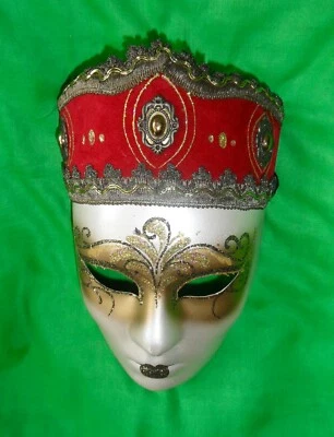 Full Face Venetian Red Crown Masquerade Volto Princess Mask RARE - Image 1 of 4