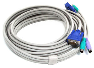 KVM Switch Cable Konsolen-Kabel 2x VGA HD15 D-Sub 4x PS/2 Mini DIN 6-Pin