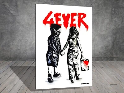 Banksy For 4 Ever  Graffiti  CANVAS STREET ART WORK WALL  1065 - Image 1 of 4