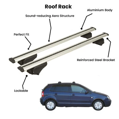 2 piezas barras transversales plateadas para VOLKSWAGEN POLO HB 5D 2002-2009 Foto 1 de 4