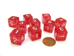 Pack of 10 D6 6 Sided 16mm Koplow Games Number Glitter Dice - Purple - Picture 1 of 1