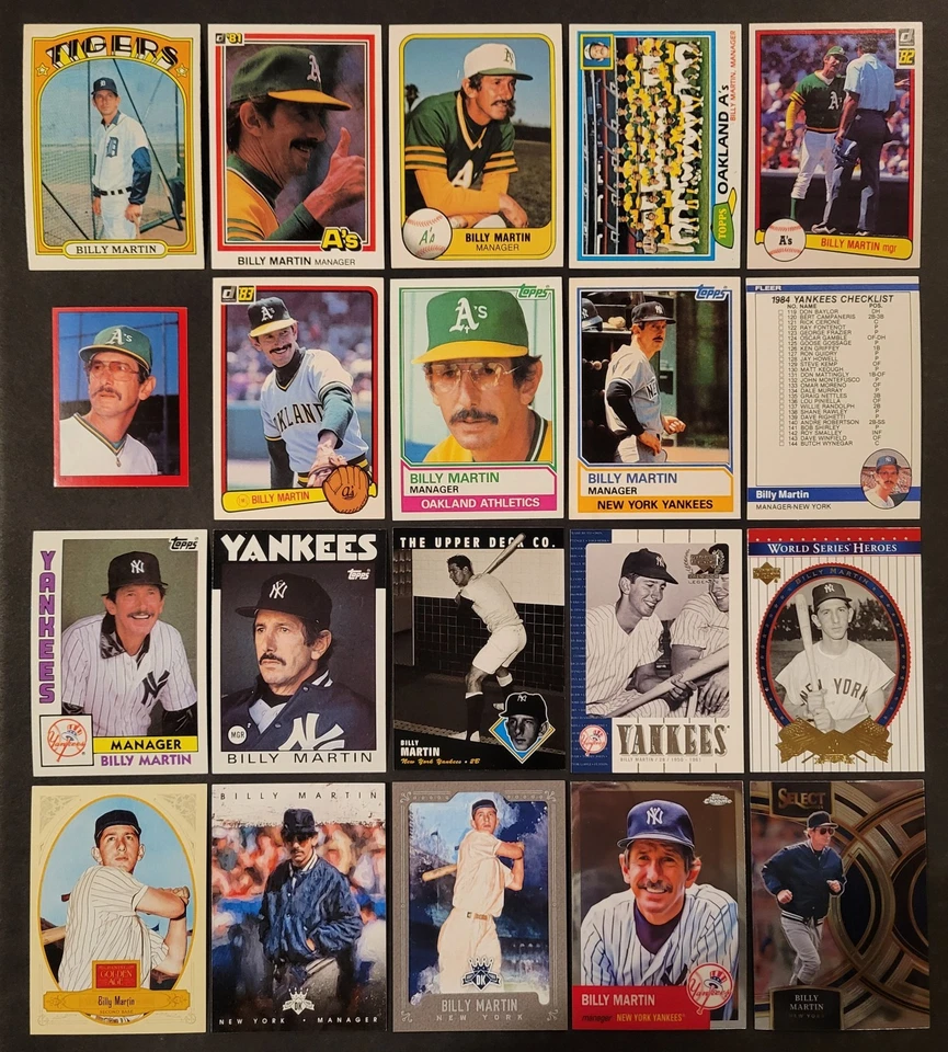 Lote de 20 tarjetas de béisbol diferentes BILLY MARTIN 6xChamp 1972-2024 BB7373 Foto 1 de 1
