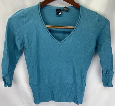 Suéter para mujer Elements M azul verdoso manga 3/4 cuello en V Foto 1 de 4