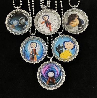 PRACTICALLY PERFECT PARTY FAVORS Birthday Party Favors / Caroline / 6 Bottle Cap necklaces / Summerween / Girls