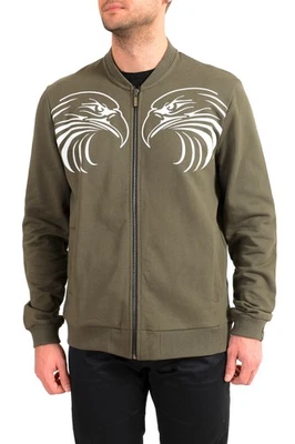 Roberto Cavalli Sport Men's Green Full Zip Graphic Print Track Bomber Jacket - Image 1 of 4