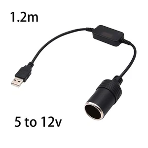 5V USB A Male to 12V Car Cigarette Lighter Female Converter Cable with Booster - Picture 1 of 22