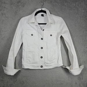 London Jean Women’s Thick Woven White Denim Classic Jean Jacket Size XS NWOT  - Picture 1 of 14