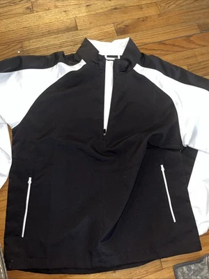 Куртка для гольфа мужская FootJoy большая черная белая ветровка пуловер на молнии - Изображение 1 из 4