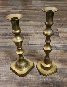2 Brass Candlesticks Mismatched.    D - Picture 1 of 4