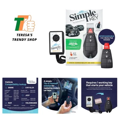 Key Fob and Key Programmer with Interchangeable 3 & 4 Button Keypads Compatib... - Image 1 of 4