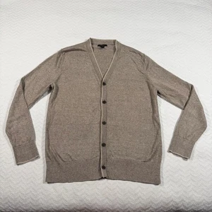 Banana Republic Mens 100% Linen Cardigan Sweater Tan Button Front Size L - Picture 1 of 7