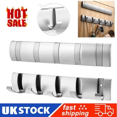 Heavy Duty Coat Hook Wall Mounted Drying Rack Towel Rail Foldable Clothes Hanger - Image 1 of 4