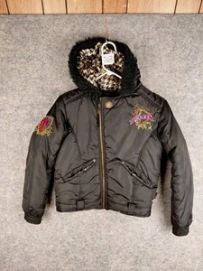 Y2K Disney Jonas Brothers BLACK PUFFER Jacket Girls 14/16 17.5x19 INT. WEAR READ - Picture 1 of 20