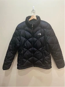 North Face Quilted Puffer Jacket 550 Fill Goose Down Large Black Y2K Warm Winter - Picture 1 of 11