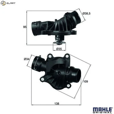 THERMOSTAT COOLANT TI 234 88 FOR BMW 1/E87/E9/5/E6/Convertible/E88/X6/SAC/E7 - Image 1 of 4