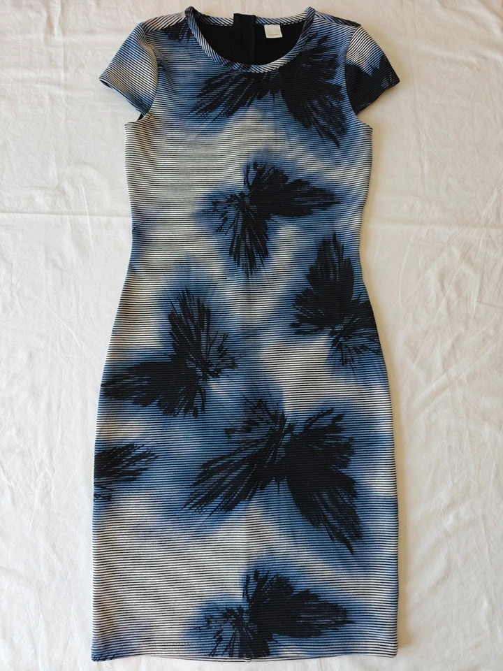 Hugo Boss women midi dress, Dafly butterfly pattern, Blue Navy Beige S-XS size - Imagen 1 de 4