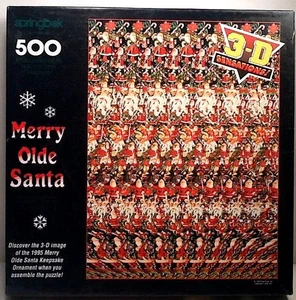 1994 Merry Olde Santa 3D Sensations 500 pc 18" x 23-1/2" Springbok #PZL4506 - Picture 1 of 1