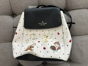 Borsa zaino Kate Spade X Disney La Bella e la Bestia media in pelle con patta NUOVA!! - Foto 1 di 4