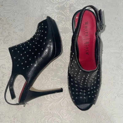White House Black Market Studded Leather Slingback Heels Sunny 7.5 - Image 1 of 4